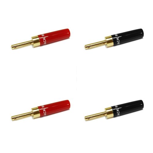Gold Plated Universal Banana Plug Pack Of 4 – 2 x Red and 2 x Black