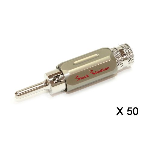 Rhodium Plated 4mm Locking Banana Plug Red (50 Pack)
