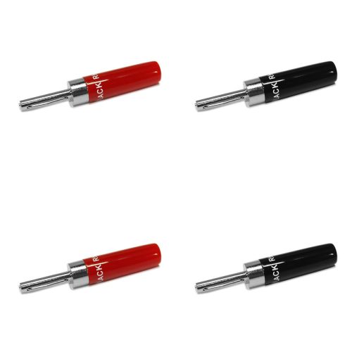 Rhodium Plated Universal Banana Plug Pack Of 4 – 2 x Red and 2 x Black
