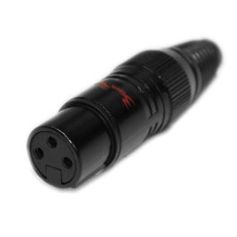 Rhodium Plated XLR Female Socket Black Rhodium Red