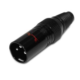 Rhodium Plated XLR Male Socket Black Rhodium Red